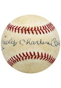 Mickey Charles Mantle Single-Signed OAL Baseball