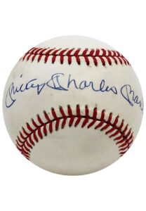 Mickey Charles Mantle Single-Signed OAL Baseball