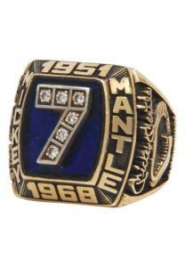 Mickey Mantle #7 Career Achievement Commemorative Ring Engraved to President Bill Clinton with Presentation Box