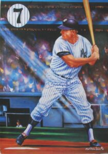 Mickey Mantle Autographed 18″ x 24″ Robert Simon Rendering