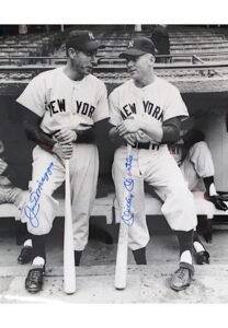 Mickey Mantle & Joe DiMaggio New York Yankees Dual-Signed Large B&W Photo