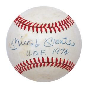 Mickey Mantle Signed Baseball with “H.O.F. 1974” Inscription