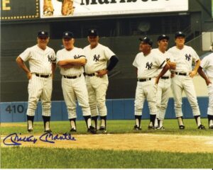 Mickey Mantle Signed Photograph with Former Players at Old Timers’ Day