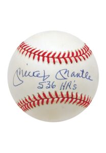 Mickey Mantle Single-Signed Baseball Inscribed “536 HR’s”