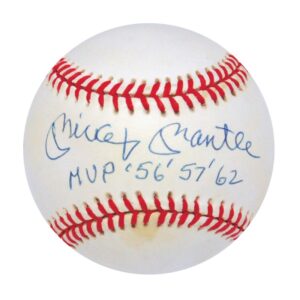 Mickey Mantle Single-Signed Baseball Inscribed “MVP ’56 ’57 ’62”