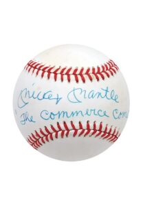 Mickey Mantle Single-Signed Baseball Inscribed “The Commerce Comet”