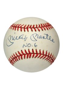 Mickey Mantle Single-Signed Baseball With NO.6 Inscription