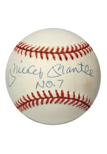 Mickey Mantle Single-Signed Baseball With NO.7 Inscription