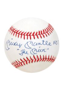 Mickey Mantle Single Signed Baseball with “The Mick” and “No.7” Inscriptions