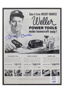 Mickey Mantle Single-Signed Framed “Weller Power Tools” Advertisement Piece