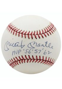 Mickey Mantle Single-Signed & Inscribed MVP Seasons OAL Baseball