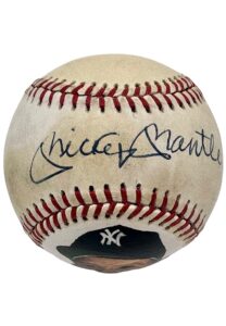 Mickey Mantle Single Signed OAL Portrait Baseball