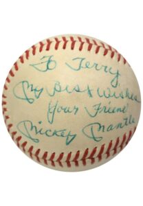 Mickey Mantle Single-Signed Reach OAL Baseball With Inscription