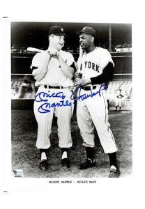 Mickey Mantle & Willie Mays Dual-Signed B&W 8×10 Photo