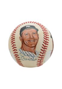 Mickey Mantle, Willie Mays, Joe DiMaggio & Duke Snider Multi-Signed Portrait Baseball