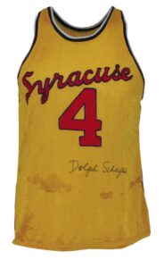 Mid-1950s Dolph Schayes Syracuse Nats Game-Used & Autographed Home Jersey