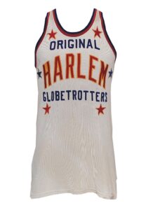 Mid 1950’s Lee Garner Harlem Globetrotters Game-Used Home Jersey with Shorts & Stirrup Socks