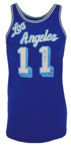 Mid 1960s Gail Goodrich Rookie Era Los Angeles Lakers Game-Used & Autographed Road Jersey