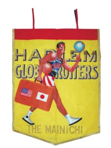 Mid 1960s Harlem Globetrotters Banner from their US/Japan Tour at “The Mainichi”