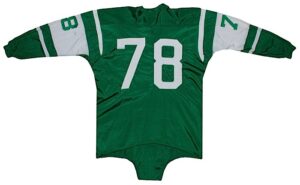 Mid 1960s Jim Harris NY Jets Game-Used Home Durene Jersey with 1971 Vern Studdard Worn Practice Jersey