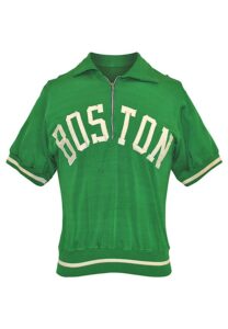 Mid 1960s Tom “Satch” Sanders Boston Celtics Worn Durene Shooting Shirt