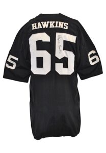 Mid 1960s Wayne Hawkins Oakland Raiders AFL Game-Used & Autographed Home Durene Jersey