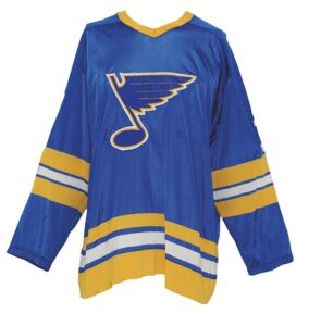 Mid 1970’s Ed Johnston St. Louis Blues Game-Used Home Durene Jersey