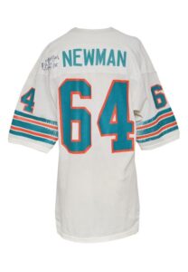 Mid 1970s Ed Newman Miami Dolphins Game-Used & Autographed Road Jersey