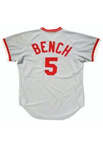 Mid 1970s Johnny Bench Cincinnati Reds Game-Used Road Jersey