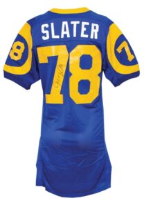 Mid 1980s Jackie Slater LA Rams Game-Used & Autographed Home Jersey