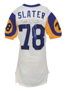 Mid 1980’s Jackie Slater LA Rams Game-Used & Autographed Road Jersey