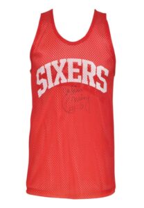 Mid 1980s Julius “Dr. J” Erving Philadelphia 76ers Practice Worn & Autographed Reversible Practice Jersey