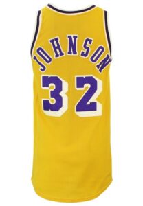 Mid 1980s Magic Johnson Los Angeles Lakers Game-Used Home Jersey 