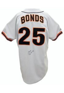 Mid 1990s Barry Bonds San Francisco Giants Game-Used & Autographed Road Jersey