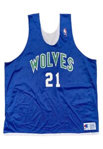 Mid 1990s Kevin Garnett Minnesota Timberwolves Rookie Era Practice-Worn Jersey