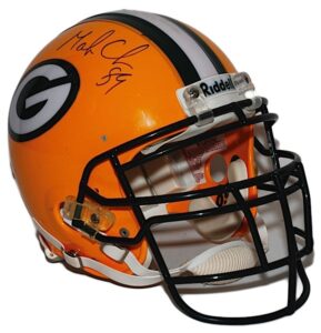 Mid 1990s Mark Chmura Green Bay Packers Game-Used & Autographed Helmet