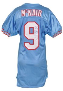 Mid 1990s Steve McNair Houston Oilers Rookie Era Game-Used & Autographed Home Jersey