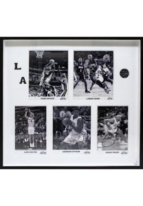 Mid 2000s Los Angeles Lakers Multi-Signed Framed Display Including Kobe Bryant & More