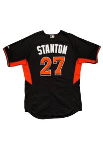 Mid 2010s Giancarlo Stanton Miami Marlins Player Worn BP Jersey