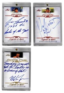 Mike Tyson, Hulk Hogan & Jose Canseco Autographed Leaf “Legends Of Sport” Cards