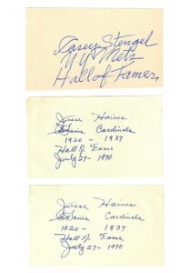 MLB Hall Of Famers & Stars Single-Signed Cuts & 3×5’s Including Multiple Frankie Frisch, Stengel, Grove, Gehringer & More