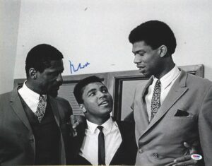 Muhammad Ali Autographed Photo with Russell & Abdul-Jabbar