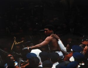 Muhammad Ali Being Carried Over the Crowd Autographed Photo