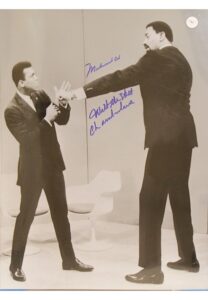 Muhammad Ali & Wilt “The Stilt” Chamberlain Dual-Autographed Oversized B&W Photo