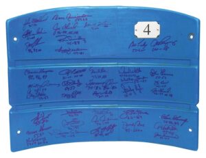 Multi-Signed Authentic Yankee Stadium Seat-back with 39 Signatures