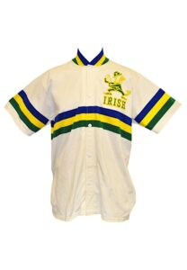 NCAA Basketball Salesman Sample Items — Late 1970s Notre Dame Fighting Irish Home Uniform With Warm-Up Jacket & Late 1980s Georgia Tech Yellow Jackets Uniform