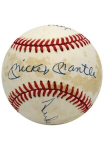 New York City Hall Of Fame Centerfielders Multi-Signed Baseball – Mantle, Mays & Snider