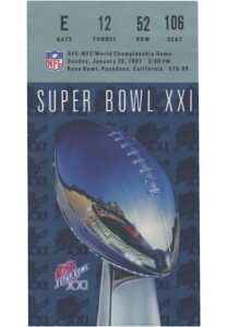 New York Giants Super Bowl Ticket Stubs — XXI