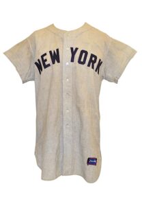 New York Yankees Joe Collins Autographed Display Road Flannel Jersey