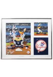 New York Yankees Multi-Signed Warner Bros “Looney Tunes” Framed LE Display Including Berra, Jeter & Many More